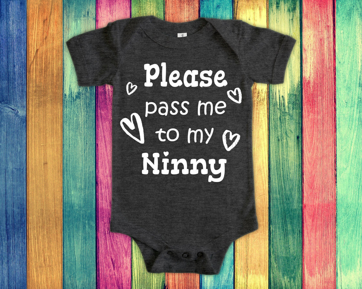 Pass Me To Ninny Cute Grandma Baby Bodysuit Tshirt or Toddler Shirt Special Grandmother Gift or Pregnancy Announcement Graphic Tee – Fan Favorite · Must-Have Style