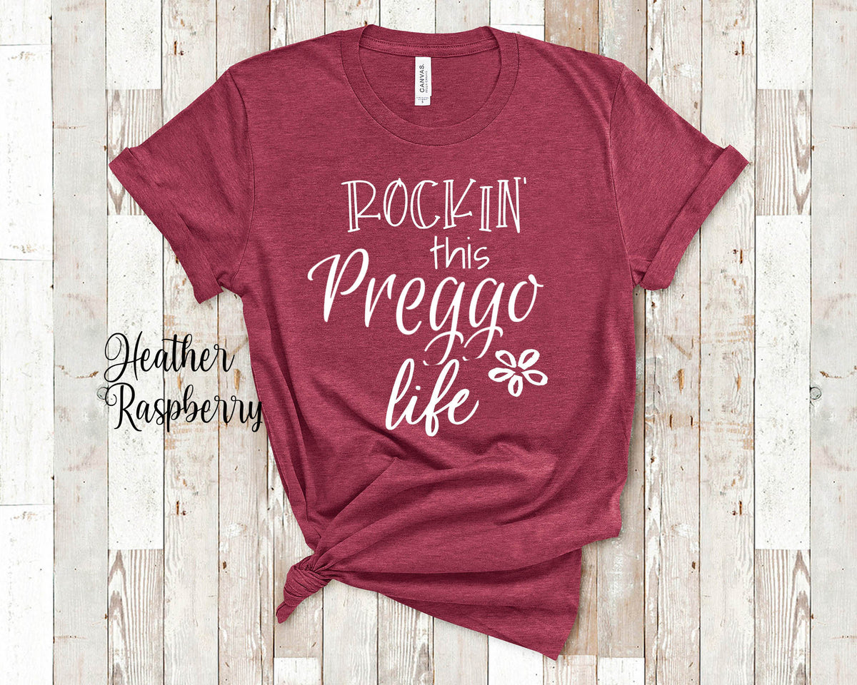 Rockin This Life Cute Preggo Tshirt Gift for Pregnant Friend Rockin Life Funny Pregnant Shirt Pregnancy Gifts Graphic Tee – Soft Feel · Perfect For Daily Wear