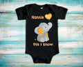 Nannie Loves Me Cute Grandma Name Elephant Baby Bodysuit Unique Grandmother Gift for Granddaughter or Grandson or Pregnancy Announcement Graphic Tee – Premium Graphic · Trending Graphic Apparel