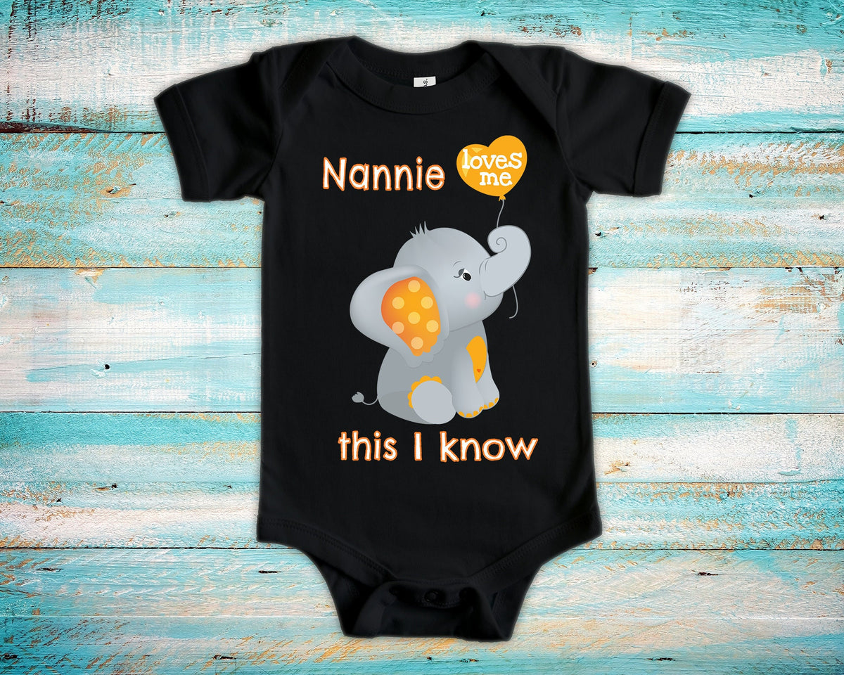 Nannie Loves Me Cute Grandma Name Elephant Baby Bodysuit Unique Grandmother Gift for Granddaughter or Grandson or Pregnancy Announcement Graphic Tee – Premium Graphic · Trending Graphic Apparel