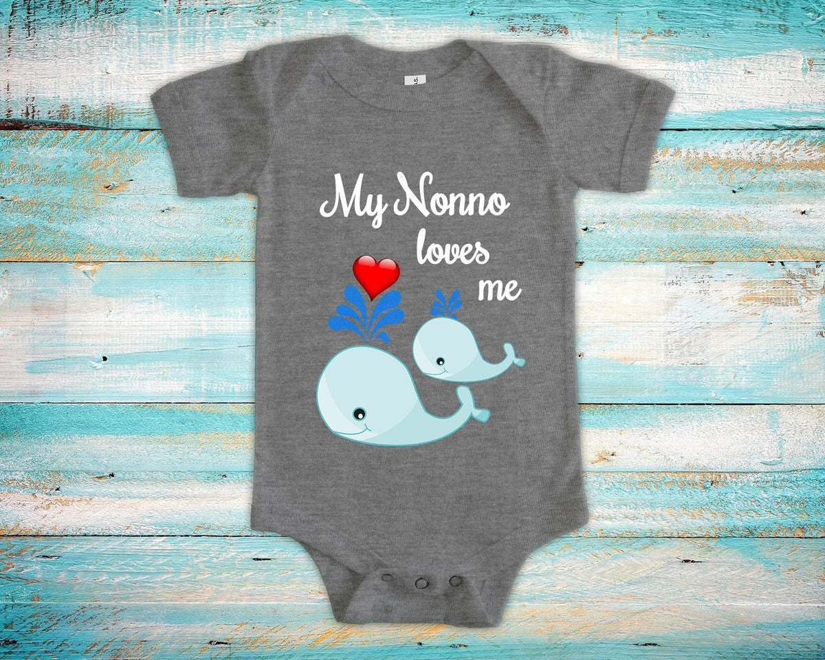 Nonno Loves Me Cute Grandpa Name Whale Baby Bodysuit Unique Grandfather Gift for Granddaughter or Grandson or Pregnancy Announcement Graphic Tee – Bold Style · Must-Have Style
