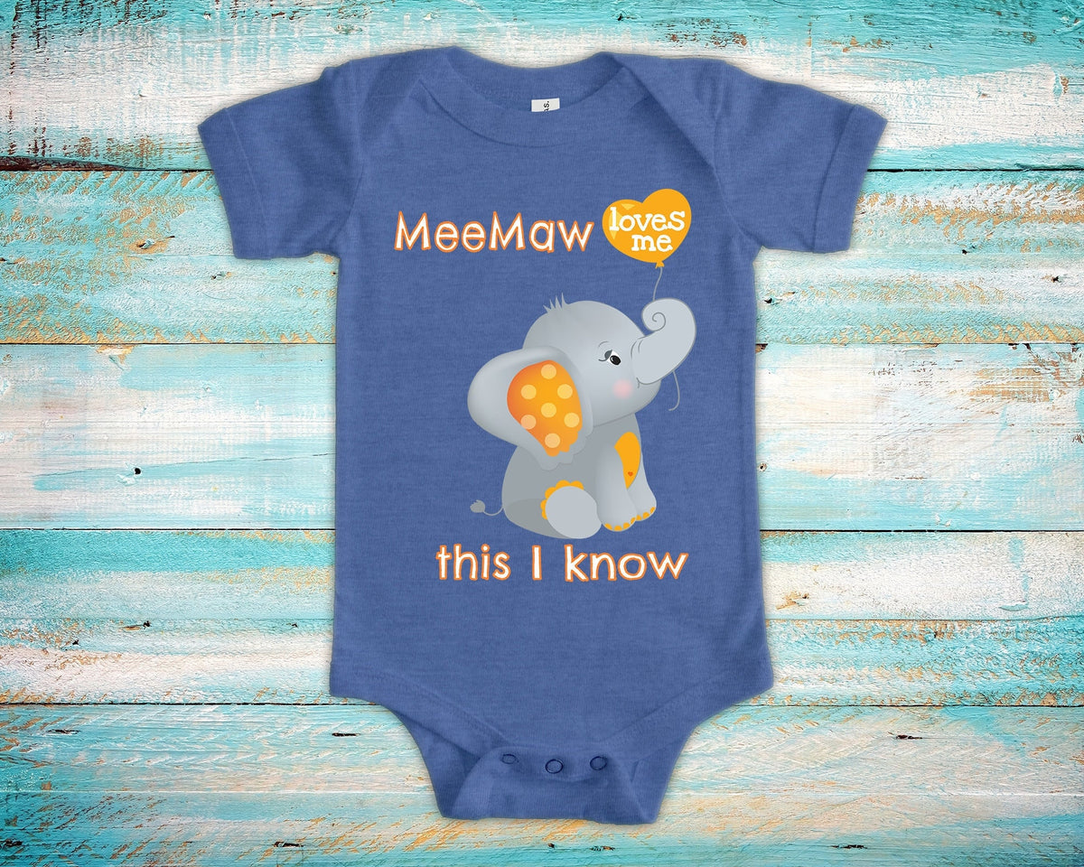 MeeMaw Loves Me Cute Grandma Name Elephant Baby Bodysuit Unique Grandmother Gift for Granddaughter or Grandson or Pregnancy Announcement Graphic Tee – Cozy Vibes · Top Pick For Any Outfit