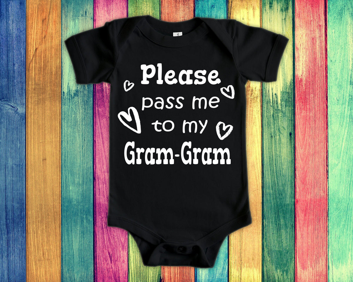 Pass Me To GramGram Cute Grandma Name Baby Bodysuit Tshirt or Toddler Shirt Special Grandmother Gift or Pregnancy Announcement Graphic Tee – Premium Graphic · Great Gift For Fans