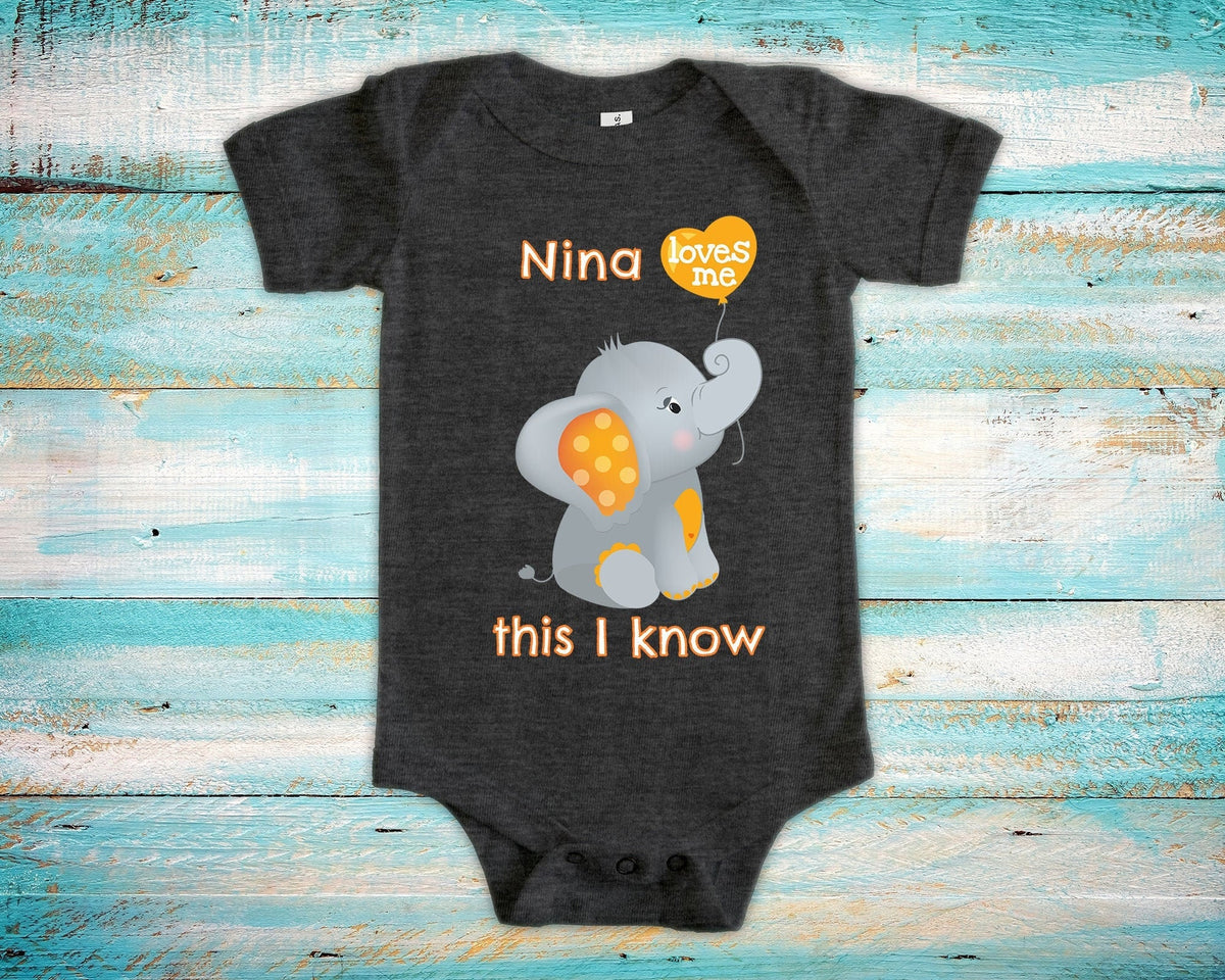 Nina Loves Me Cute Elephant Baby Bodysuit Unique Godmother Gift for Goddaughter or Godson or Pregnancy Announcement Graphic Tee – Feel-Good Design · Perfect For Daily Wear