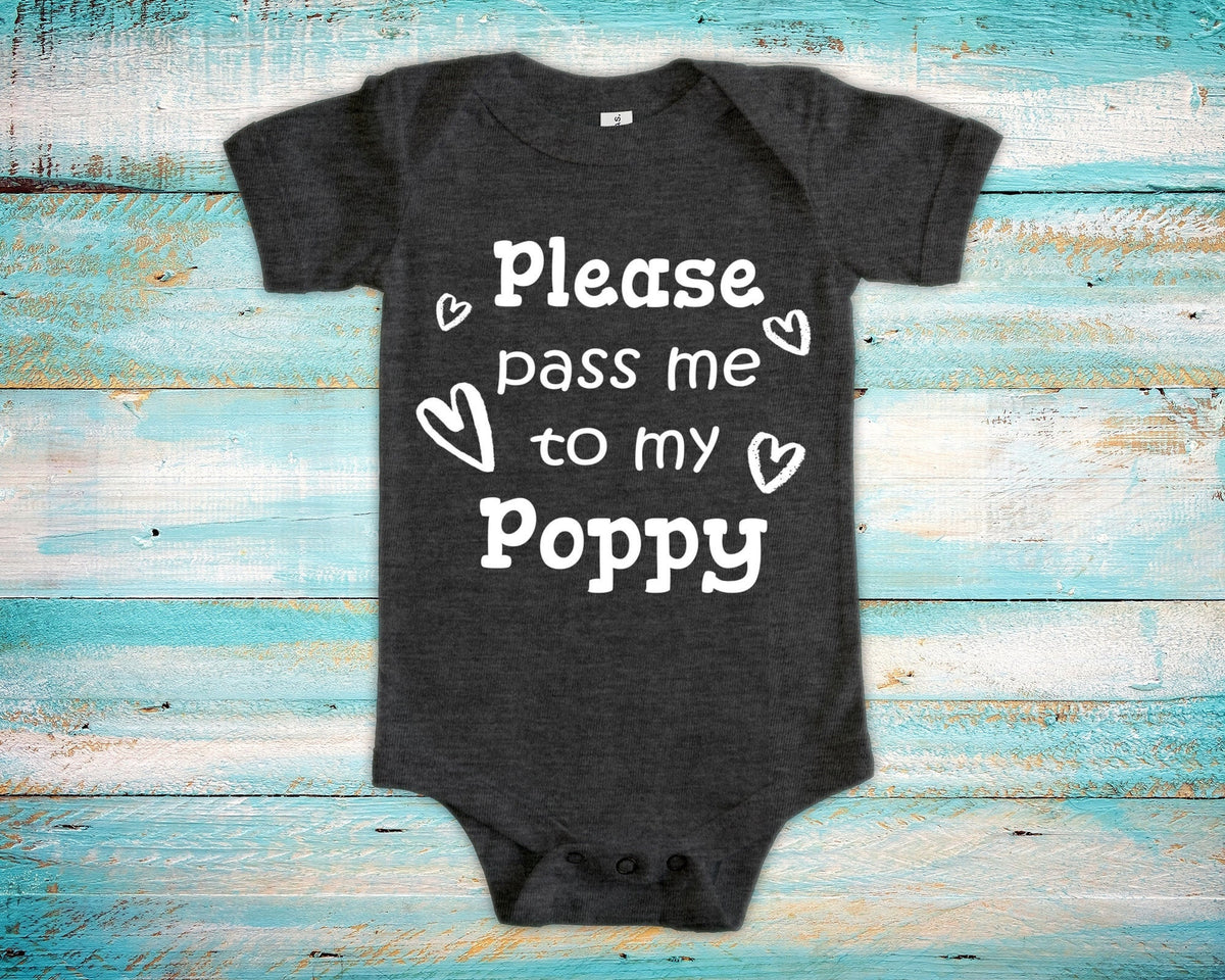 Pass Me To Poppy Cute Grandpa Baby Bodysuit Tshirt or Toddler Shirt Special Grandfather Gift or Pregnancy Announcement Graphic Tee – Premium Graphic · Perfect For Daily Wear