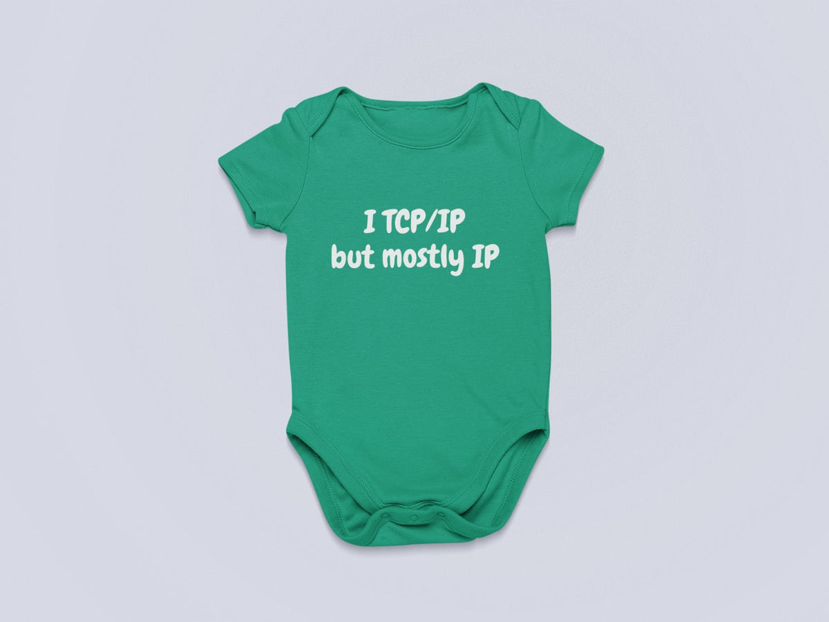 Funny Baby Onepiece Computer Geek Baby Shirt Nerd Baby Bodysuit IT Baby Clothes TCPIp But Mostly IP Many Sizes And Colors Graphic Tee – Cozy Vibes · Must-Have Style