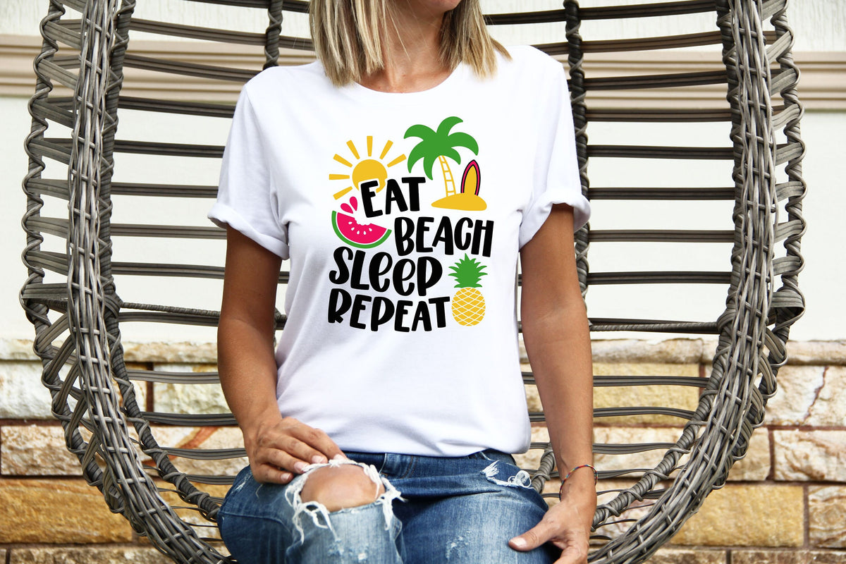 Womens Summer Tops TShirt T Shirt TShirt Tees Holiday Shirt For Women Holiday Top Eat Beach Sleep Repeat Graphic Tee – Soft Feel · Great Gift For Fans