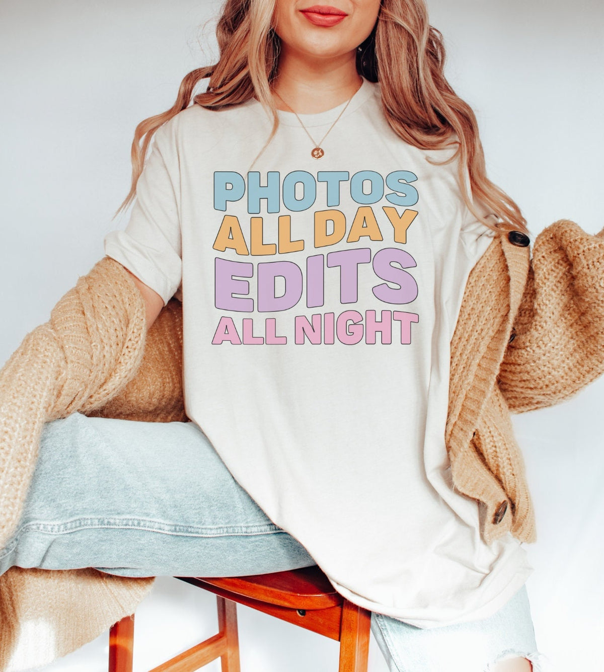 Photographer Gift T for Her Photos All Day Edits All Night Editing Day TShirt Cute Gift for Wedding Photographer Retro Aesthetic Shirt Graphic Tee – Warm & Stylish · High-Quality Print