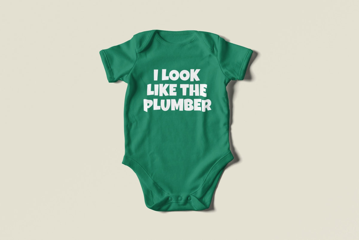 Funny Plumber Baby Shirt Plumber Baby Onepiece I Look Like The Plumber Baby Shower Gift Idea Many Sizes And Colors Available Graphic Tee – Aesthetic Look · High-Quality Print