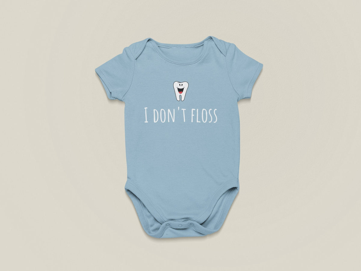 Cute Dentist Baby Shirt Adorable Baby Onepiece I Don39t Floss Dentist39s Baby Present Baby Shower First Birthday All Cotton Graphic Tee – Bold Style · Must-Have Style