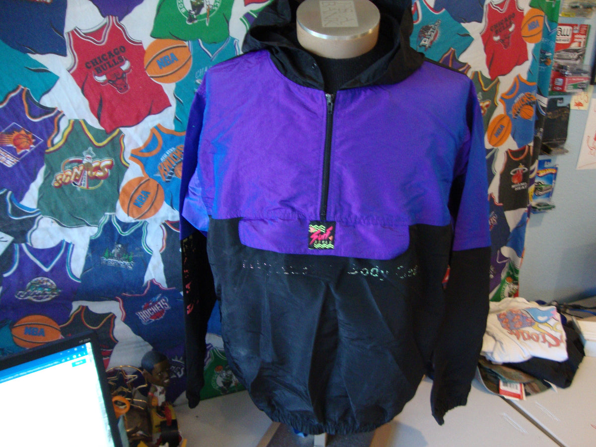 Vintage 9039s Surf Style Purple and Black Windbreaker Jacket XL Graphic Tee – Aesthetic Look · Trending Graphic Apparel