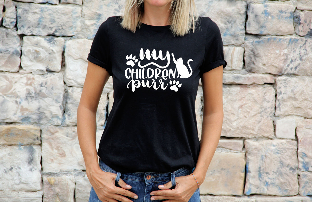 Womens Cat TShirt Shirt Cat Lovers Gift For Cat Tee My Children Purr Graphic Tee – Cozy Vibes · Trending Graphic Apparel