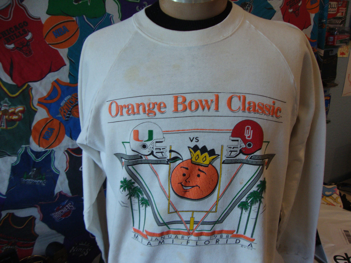 Vintage 8039s Miami Hurricanes VS Oklahoma Sooners Orange Bowl 1988 Crewneck Sweatshirt L Sweatshirt – Easygoing Wear · Top Pick For Any Outfit