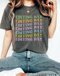 Gift for Videographer or Creative Influencer Editing Day Retro Aesthetic Tee Shirt with Pastel Colors Book Author Gift Graphic Tee – Aesthetic Look · Trending Graphic Apparel