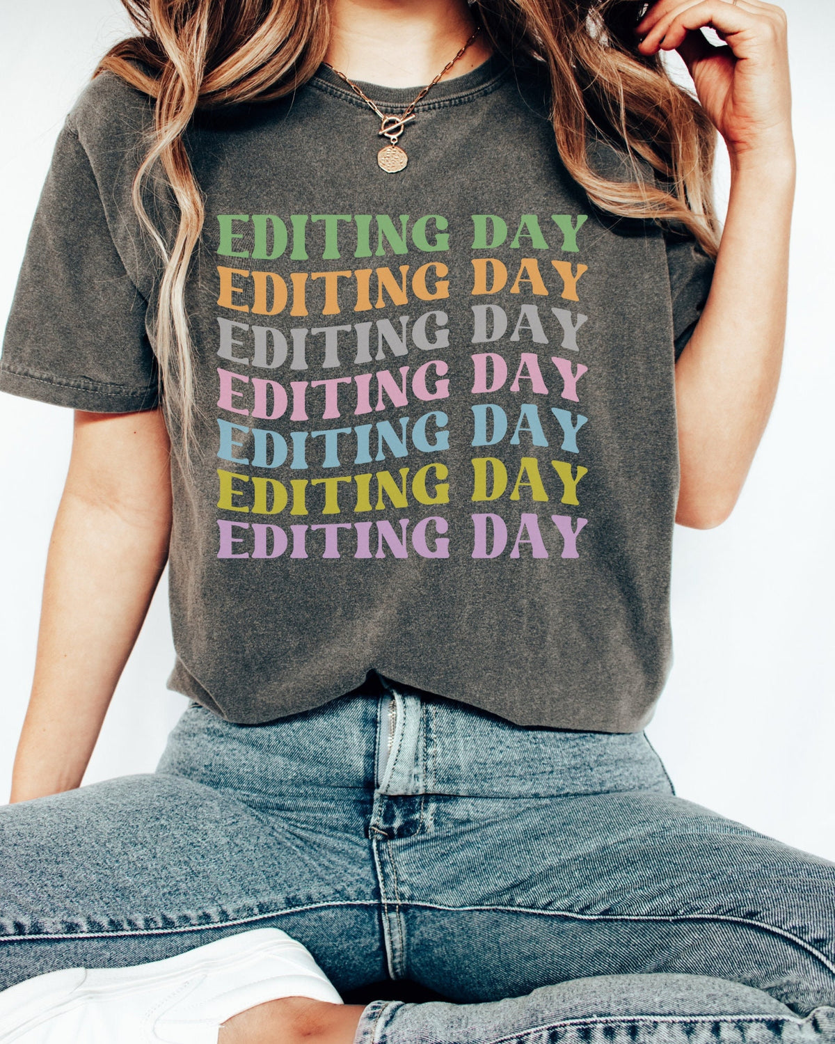 Gift for Videographer or Creative Influencer Editing Day Retro Aesthetic Tee Shirt with Pastel Colors Book Author Gift Graphic Tee – Aesthetic Look · Trending Graphic Apparel