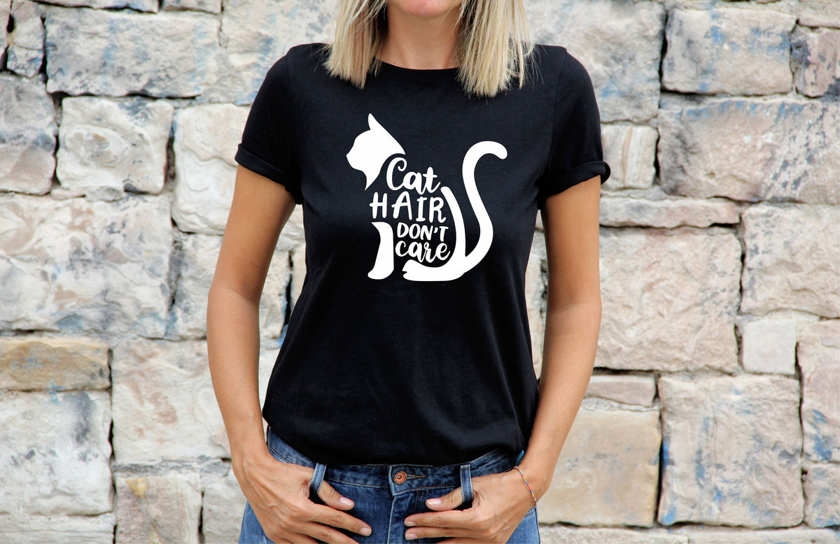 Womens Cat TShirt Shirt Cat Lovers Gift For Cat Tee Cat Hair Dont Care Graphic Tee – Soft Feel · Must-Have Style