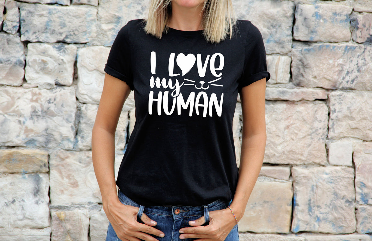 Womens Cat TShirt Shirt Cat Lovers Gift For Cat Tee I Love My Human Graphic Tee – Cozy Vibes · Great Gift For Fans