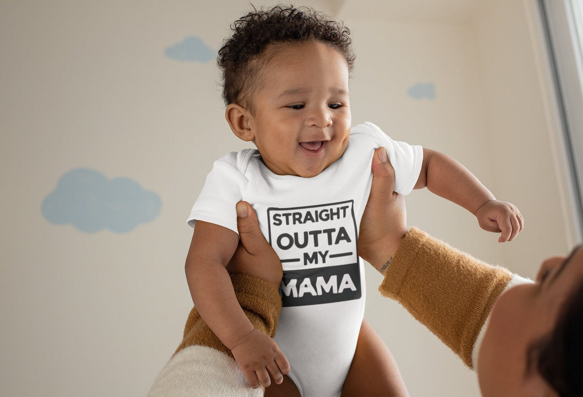 "Straight outta my Mama" baby bodysuit. Funny baby bodysuit. baby body suit baby one piece. baby clothes. newborn bodysuit