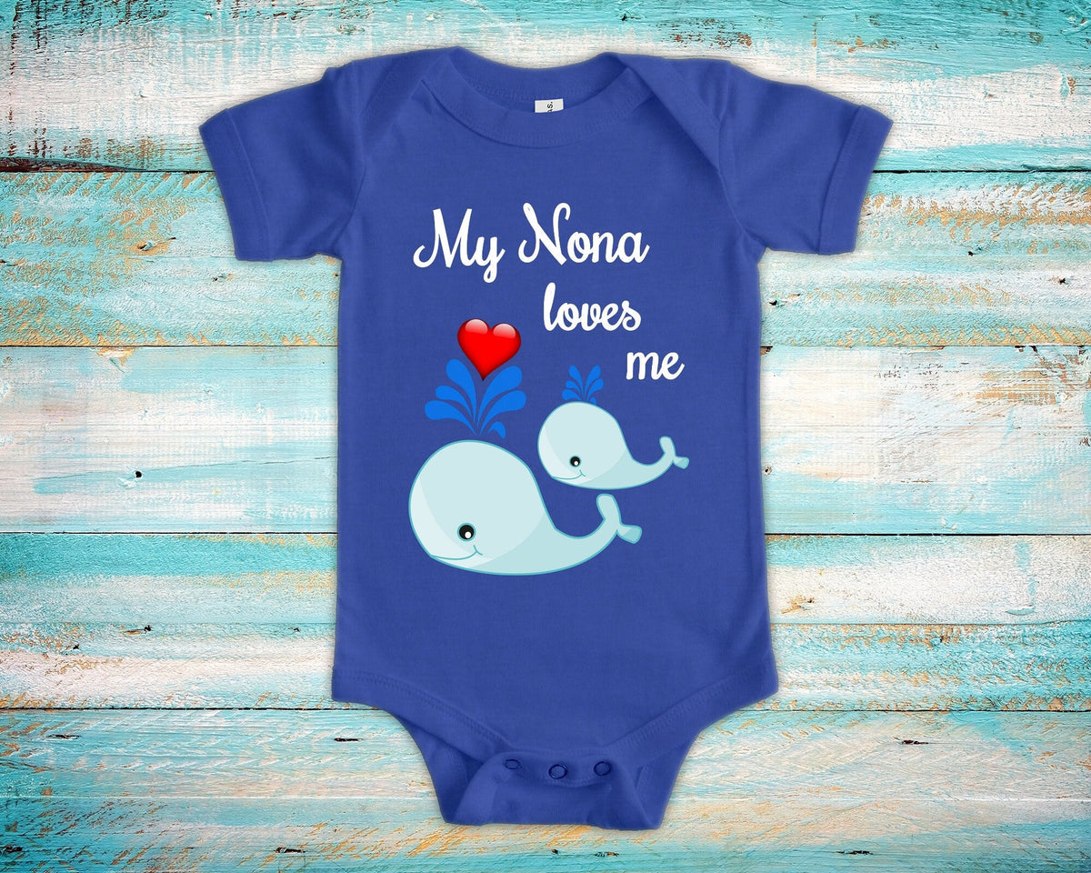Nona Loves Me Cute Grandma Name Whale Baby Bodysuit Unique Grandmother Gift for Granddaughter or Grandson or Pregnancy Announcement Graphic Tee – Cozy Vibes · Perfect For Daily Wear