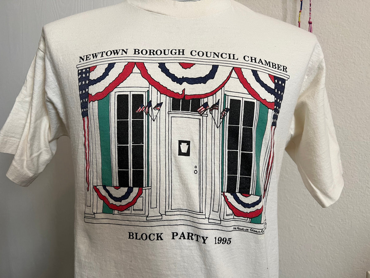 Vintage 9039s Newtown Borough Council Chamber Block Party 1995 T Shirt L Graphic Tee – Premium Graphic · Top Pick For Any Outfit