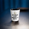 Funny Country Shot Glass Cowboy or Cowgirl Gift Drinking Present My Horse Is My Designated Driver Funny Redneck Gift Graphic Tee – Fan Favorite · Trending Graphic Apparel