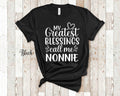 My Greatest Blessings Call Me Nonnie Grandma Tshirt Italian Grandmother Gift Idea for Mother39s Day Birthday Christmas or Pregnancy Reveal Graphic Tee – Feel-Good Design · Top Pick For Any Outfit