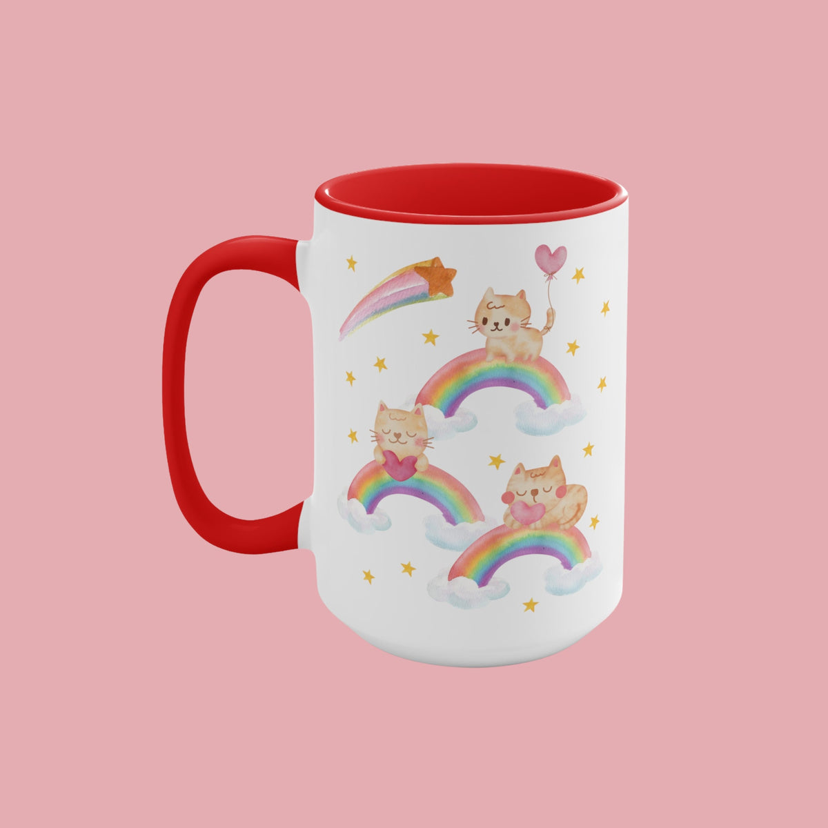 Coffee Mug for Cat Mom Funny Cat Mug with Rainbows 15 Oz Nineties Inspired Coffee Mug Unique and Colorful Valentines Gift for Cat Lover Graphic Tee – Easygoing Wear · Great Gift For Fans