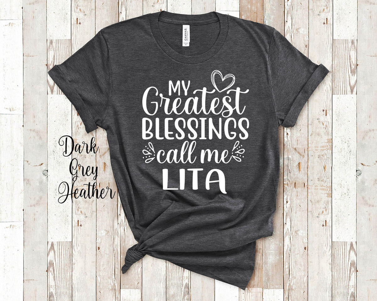 My Greatest Blessings Call Me Lita Grandma Tshirt Spanish Grandmother Gift Idea for Mother39s Day Birthday Christmas or Pregnancy Reveal Graphic Tee – Soft Feel · Must-Have Style