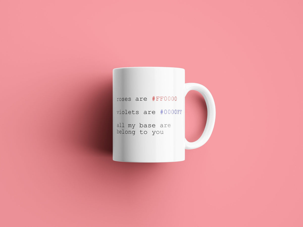 Nerdy Boyfriend Gift Nerd Anniversary Geek Anniversary Programmer Valentine All My Base Are Belong to You Coffee Mug Graphic Tee – Easygoing Wear · High-Quality Print