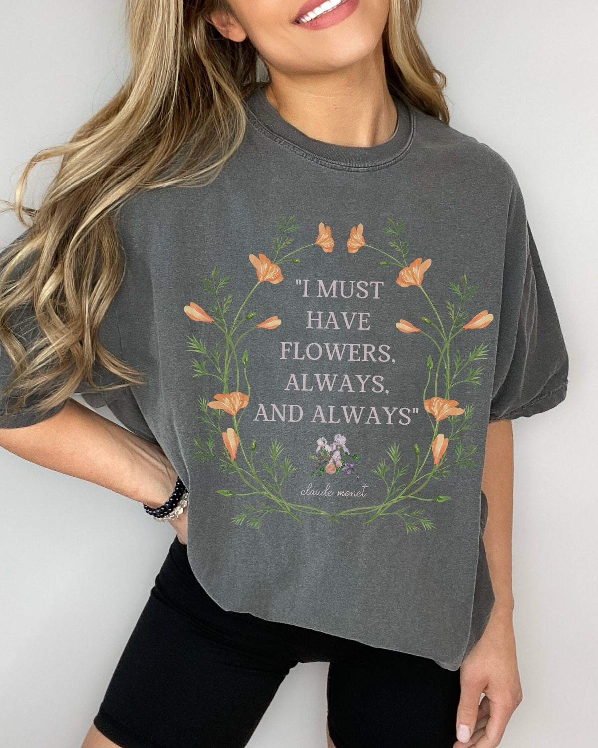 Claude Monet Gardening Tee Shirt Must Have Flowers Cute Art History TShirt for Garden Lover Gift for Grandma or Mom on Mothers Day Graphic Tee – Warm & Stylish · Trending Graphic Apparel