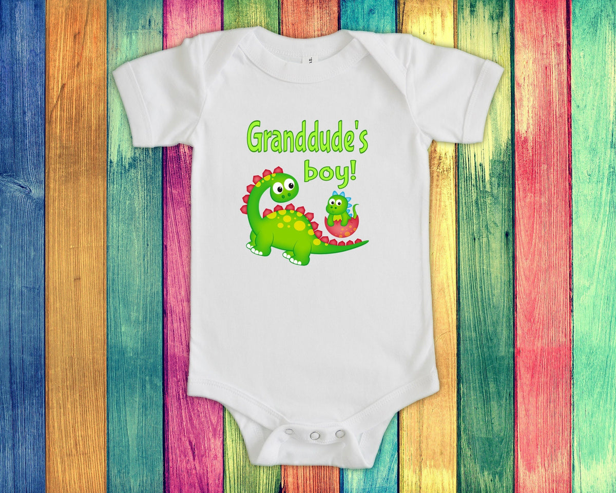 Granddude39s Boy Cute Grandpa Name Dinosaur Baby Bodysuit Tshirt or Toddler Shirt for a Special Grandfather Gift or Pregnancy Announcement Graphic Tee – Premium Graphic · Great Gift For Fans