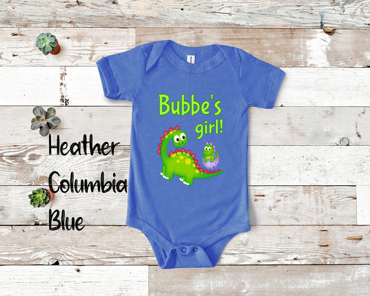 Bubbe39s Girl Cute Grandpa Name Dinosaur Baby Bodysuit Tshirt or Toddler Shirt for a Jewish Grandfather Gift or Pregnancy Announcement Graphic Tee – Cozy Vibes · High-Quality Print