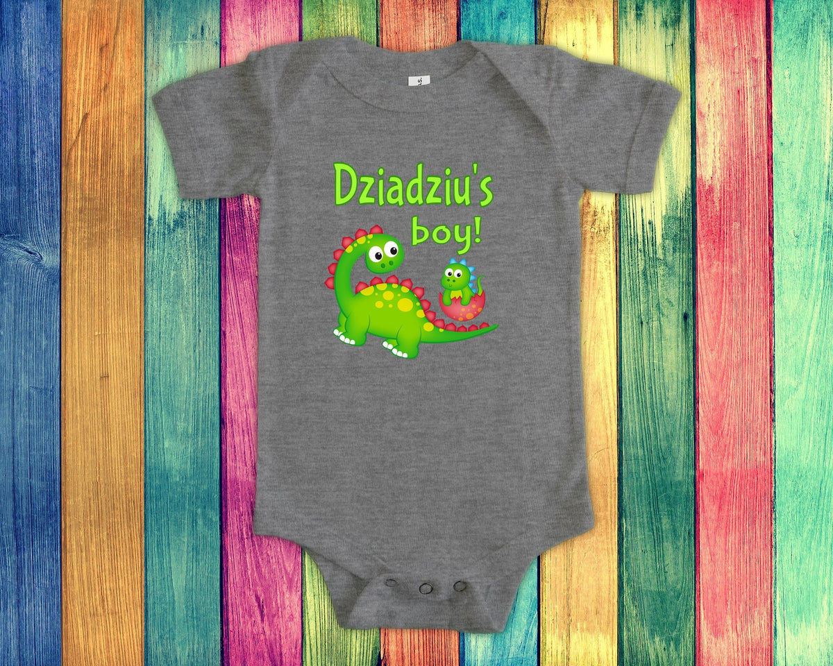 Dziadziu39s Boy Cute Grandpa Name Dinosaur Baby Bodysuit Tshirt or Toddler Shirt for a Polish Grandfather Gift or Pregnancy Announcement Graphic Tee – Soft Feel · High-Quality Print
