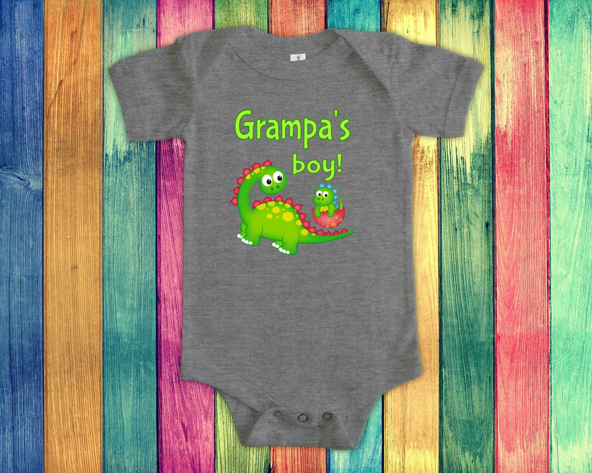 Grampa39s Boy Cute Grandpa Name Dinosaur Baby Bodysuit Tshirt or Toddler Shirt for a Special Grandfather Gift or Pregnancy Announcement Graphic Tee – Cozy Vibes · High-Quality Print