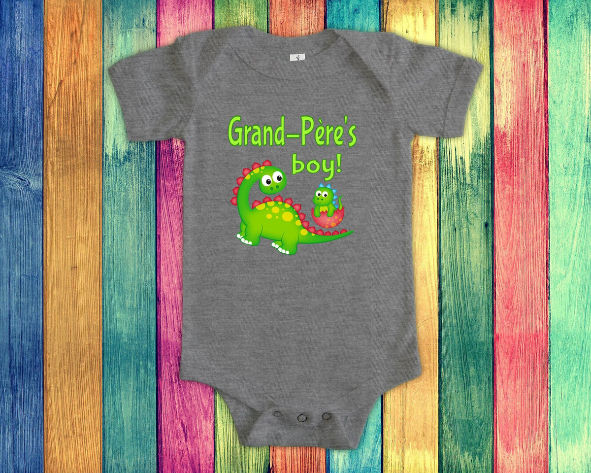 GrandPre39s Boy Cute Grandpa Name Dinosaur Baby Bodysuit Tshirt or Toddler Shirt for a French Grandfather Gift or Pregnancy Reveal Graphic Tee – Bold Style · Great Gift For Fans
