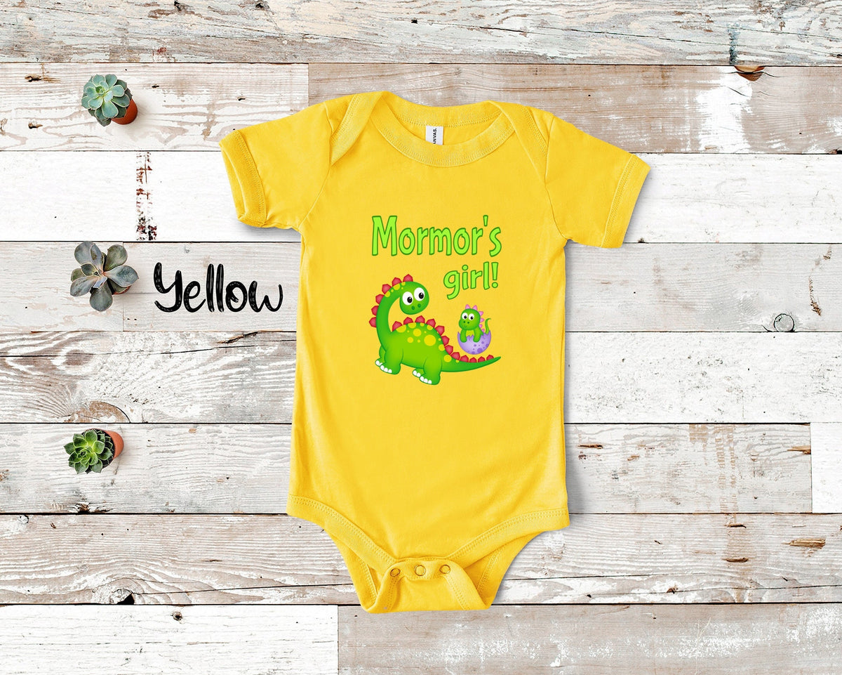 Mormor39s Girl Cute Grandma Name Dinosaur Baby Bodysuit Tshirt or Toddler Shirt for a Danish or Swedish Grandmother Gift or Pregnancy Reveal Graphic Tee – Bold Style · High-Quality Print