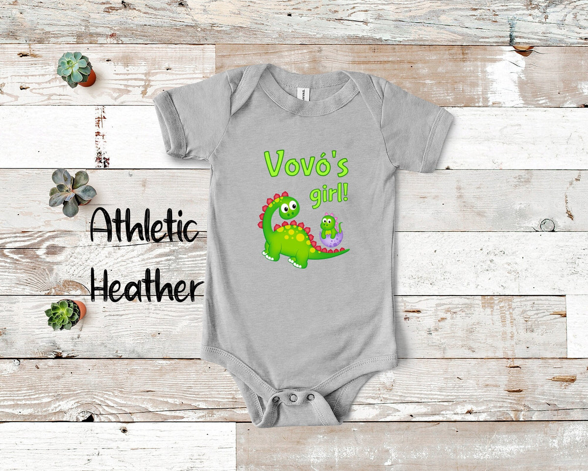 Vov39s Girl Cute Grandma Name Dinosaur Baby Bodysuit Tshirt or Toddler Shirt for a Portuguese Grandmother Gift or Pregnancy Announcement Graphic Tee – Bold Style · Great Gift For Fans