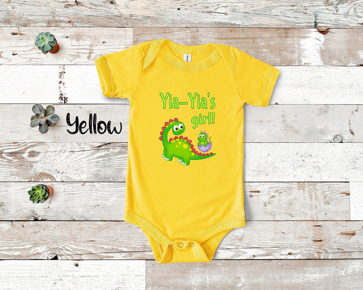 YiaYia39s Girl Cute Grandma Name Dinosaur Baby Bodysuit Tshirt Toddler Shirt for a Greek Grandmother Gift or Pregnancy Reveal Announcement Graphic Tee – Warm & Stylish · Perfect For Daily Wear