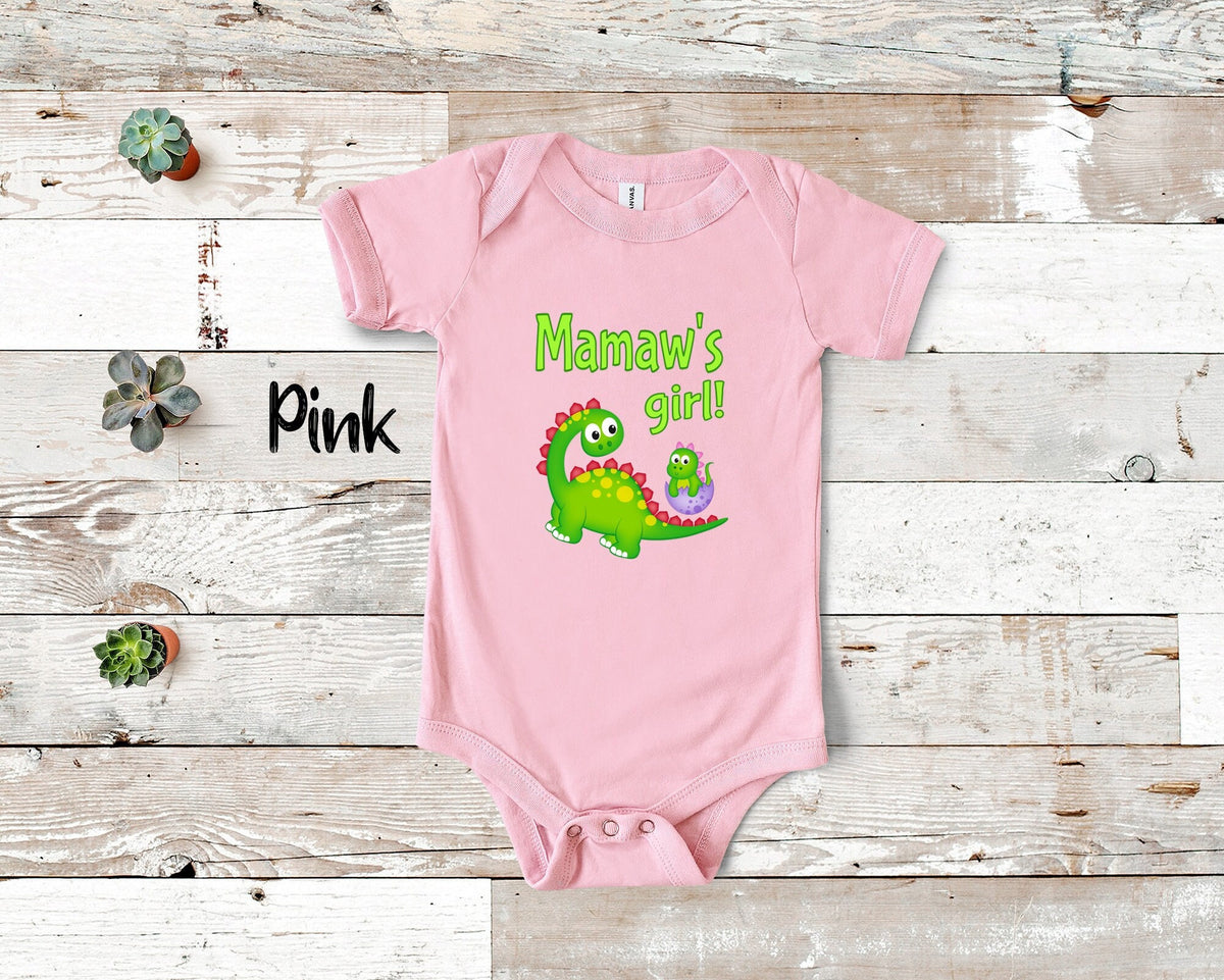 Mamaw39s Girl Cute Grandma Name Dinosaur Baby Bodysuit Tshirt or Toddler Shirt for a Special Grandmother Gift or Pregnancy Announcement Graphic Tee – Fan Favorite · Perfect For Daily Wear