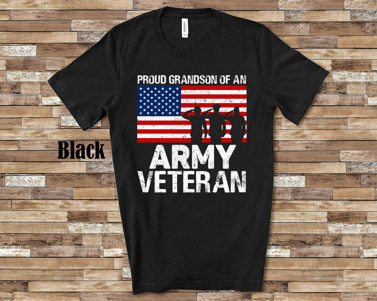 Proud Grandson of An Army Veteran Tshirt Great for Patriotic 4th of July Memorial Day or Family Matching Gifts Graphic Tee – Everyday Comfort · Trending Graphic Apparel