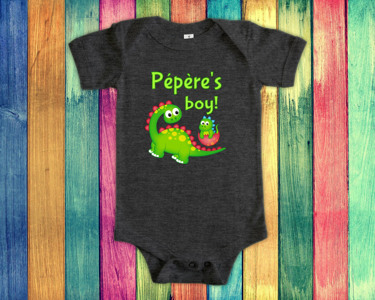 Ppre39s Boy Cute Grandpa Name Dinosaur Baby Bodysuit Tshirt or Toddler Shirt for a French Grandfather Gift or Pregnancy Announcement Graphic Tee – Soft Feel · Great Gift For Fans