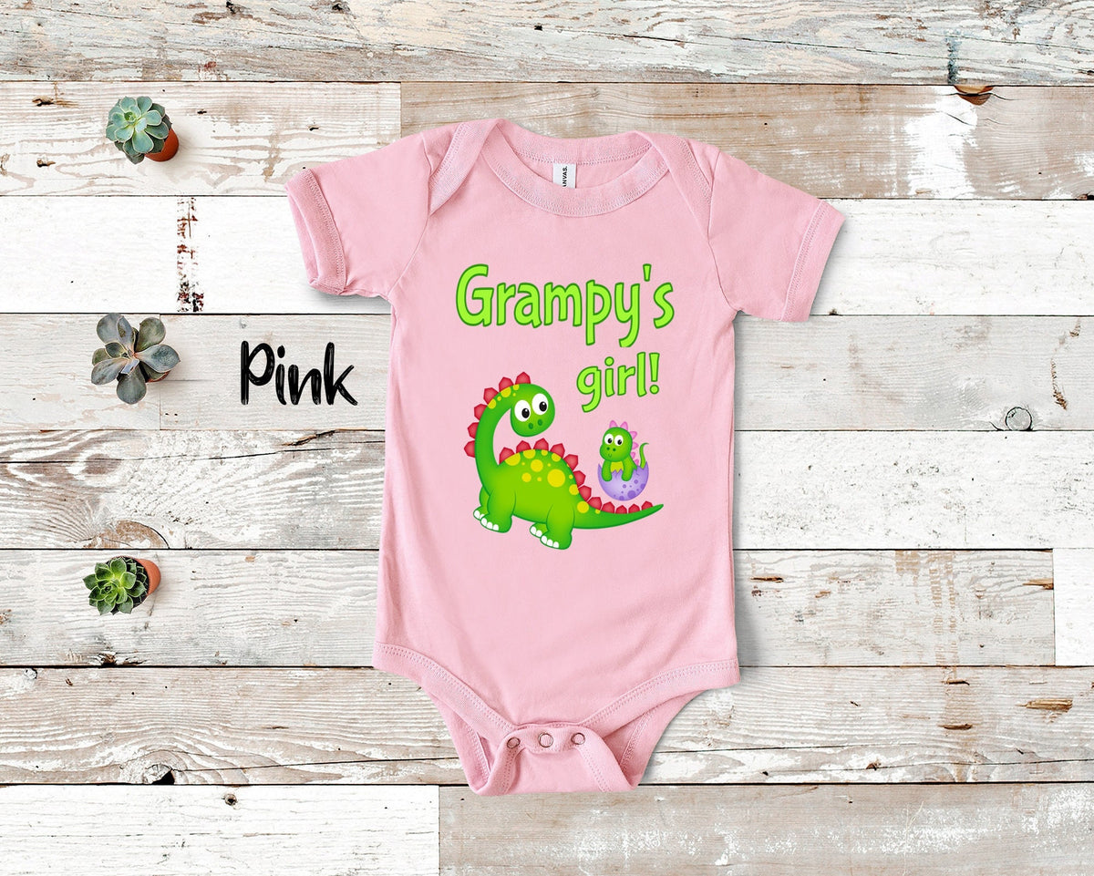 Grampy39s Girl Cute Grandpa Name Dinosaur Baby Bodysuit Tshirt or Toddler Shirt for a Special Grandfather Gift or Pregnancy Announcement Graphic Tee – Premium Graphic · Top Pick For Any Outfit