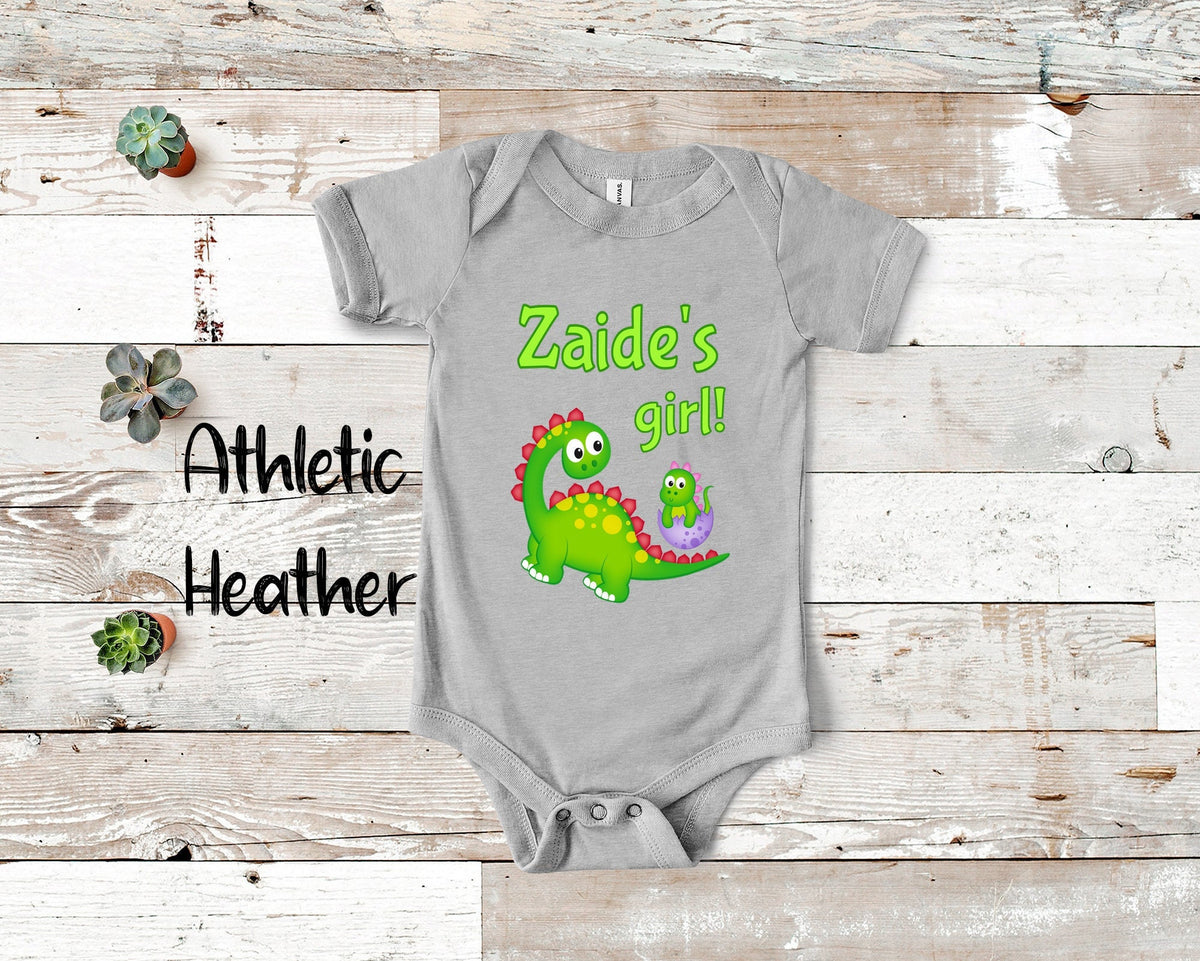 Zaide39s Girl Cute Grandpa Name Dinosaur Baby Bodysuit Tshirt or Toddler Shirt for a Jewish Grandfather Gift or Pregnancy Announcement Graphic Tee – Everyday Comfort · Perfect For Daily Wear