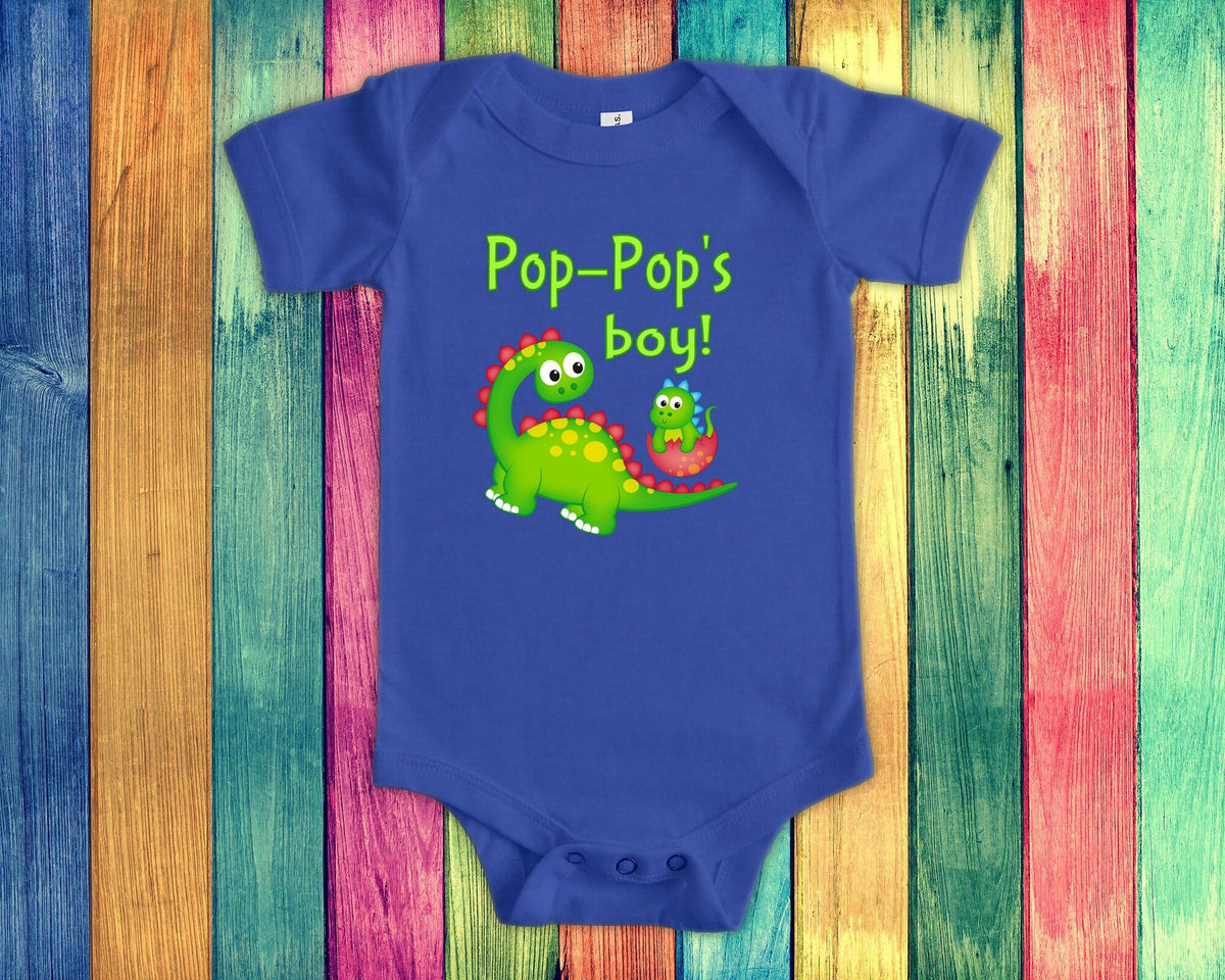 PopPop39s Boy Cute Grandpa Name Dinosaur Baby Bodysuit Tshirt or Toddler Shirt for a Special Grandfather Gift or Pregnancy Announcement Graphic Tee – Easygoing Wear · Trending Graphic Apparel