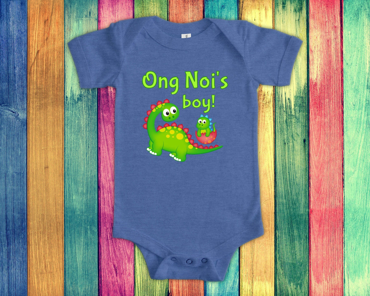 Ong Noi39s Boy Cute Grandpa Name Dinosaur Baby Bodysuit Tshirt or Toddler Shirt for a Vietnamese Grandfather Gift or Pregnancy Announcement Graphic Tee – Fan Favorite · Great Gift For Fans