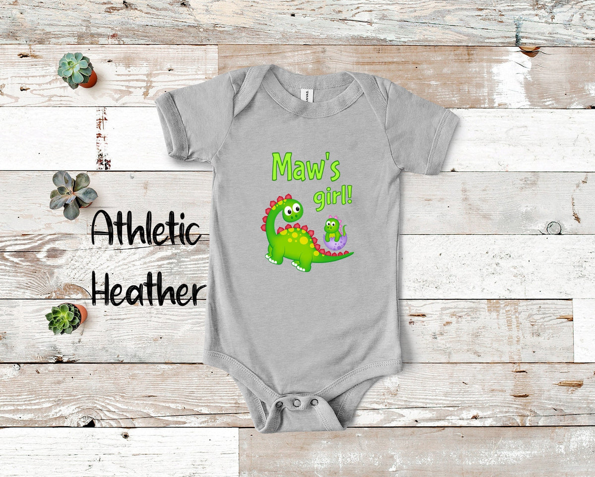 Maw39s Girl Cute Grandma Name Dinosaur Baby Bodysuit Tshirt or Toddler Shirt for a Special Grandmother Gift or Pregnancy Reveal Announcement Graphic Tee – Cozy Vibes · High-Quality Print