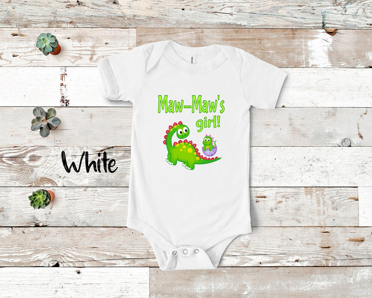 MawMaw39s Girl Cute Grandma Name Dinosaur Baby Bodysuit Tshirt or Toddler Shirt for a Special Grandmother Gift or Pregnancy Announcement Graphic Tee – Cozy Vibes · Perfect For Daily Wear