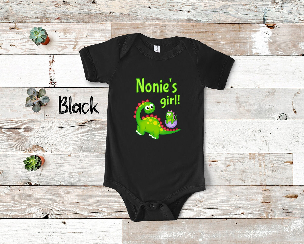 Nonie39s Girl Cute Grandma Name Dinosaur Baby Bodysuit Tshirt or Toddler Shirt for a Italy Italian Grandmother Gift or Pregnancy Reveal Graphic Tee – Aesthetic Look · Perfect For Daily Wear