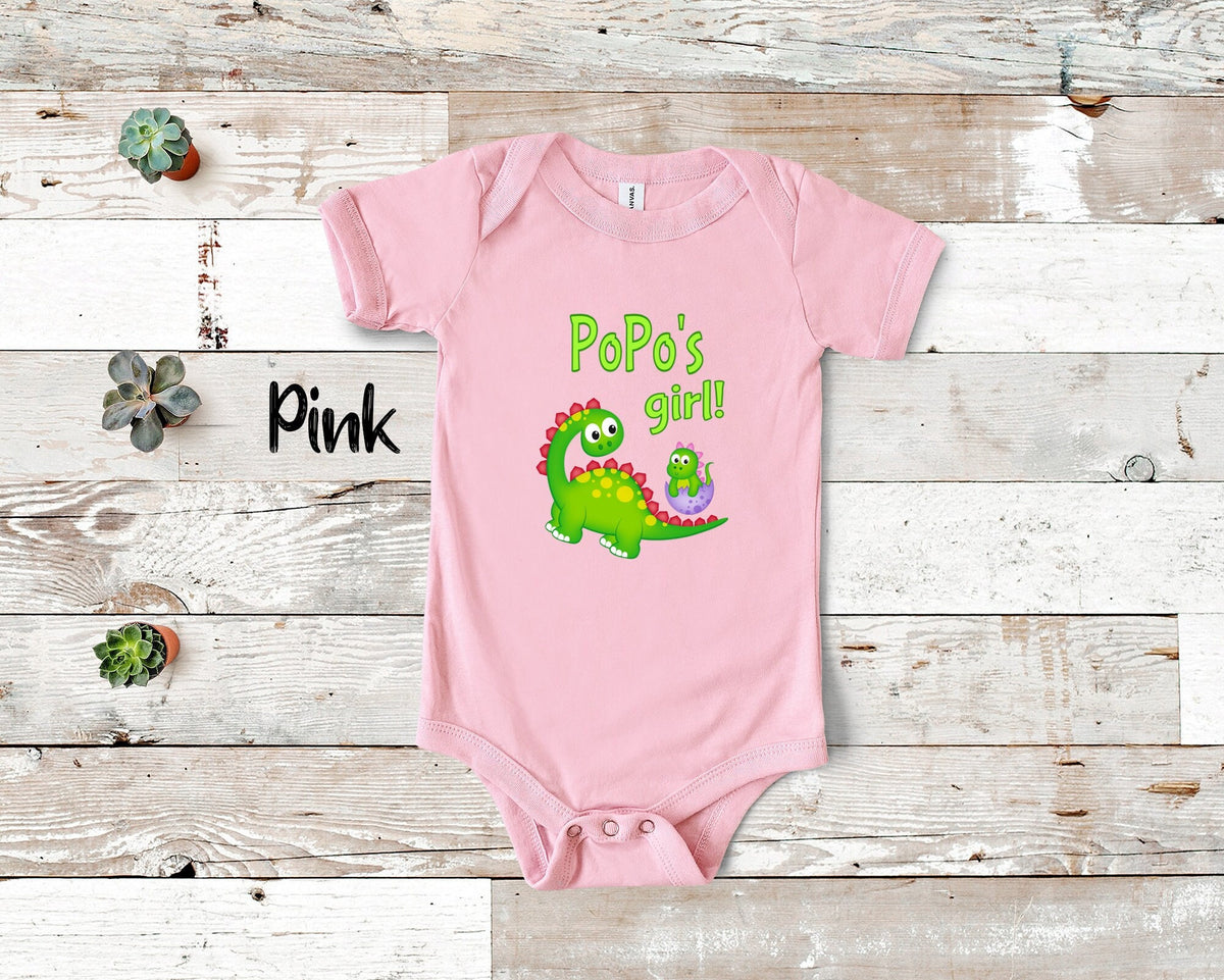 PoPo39s Girl Cute Grandma Name Dinosaur Baby Bodysuit Tshirt or Toddler Shirt for a Chinese Grandmother Gift or Pregnancy Announcement Graphic Tee – Soft Feel · Must-Have Style