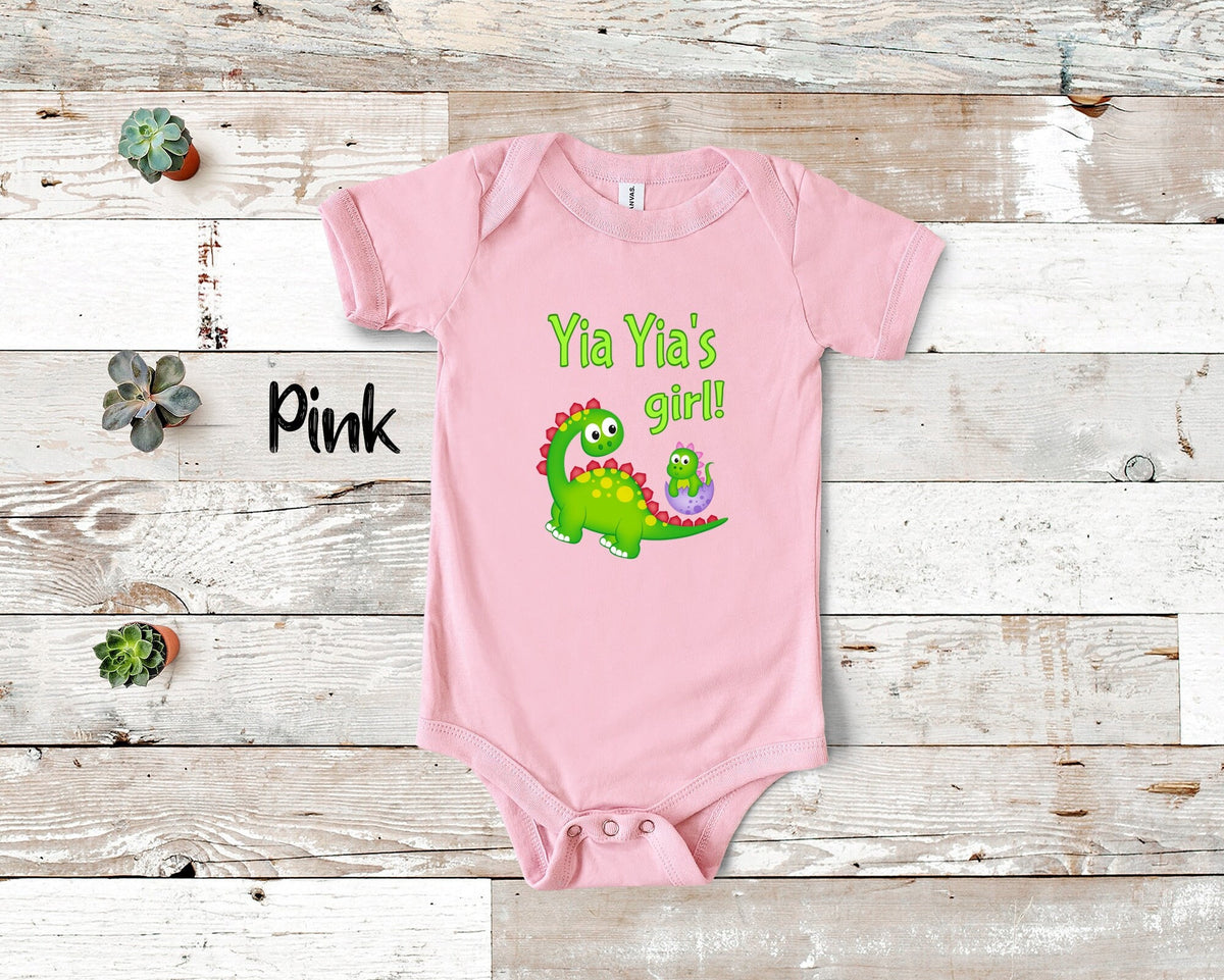 Yia Yia39s Girl Cute Grandma Name Dinosaur Baby Bodysuit Tshirt or Toddler Shirt for a Greek Grandmother Gift or Pregnancy Announcement Graphic Tee – Soft Feel · Great Gift For Fans